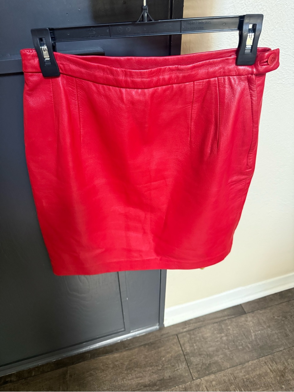 Vintage Red Genuine Leather Skirt